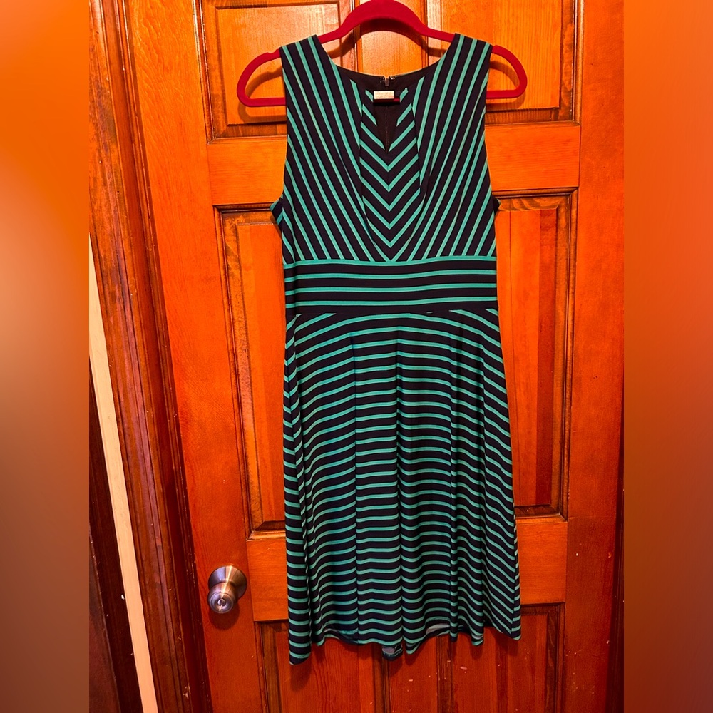 Liz Claiborne career striped dress navy/green size 10